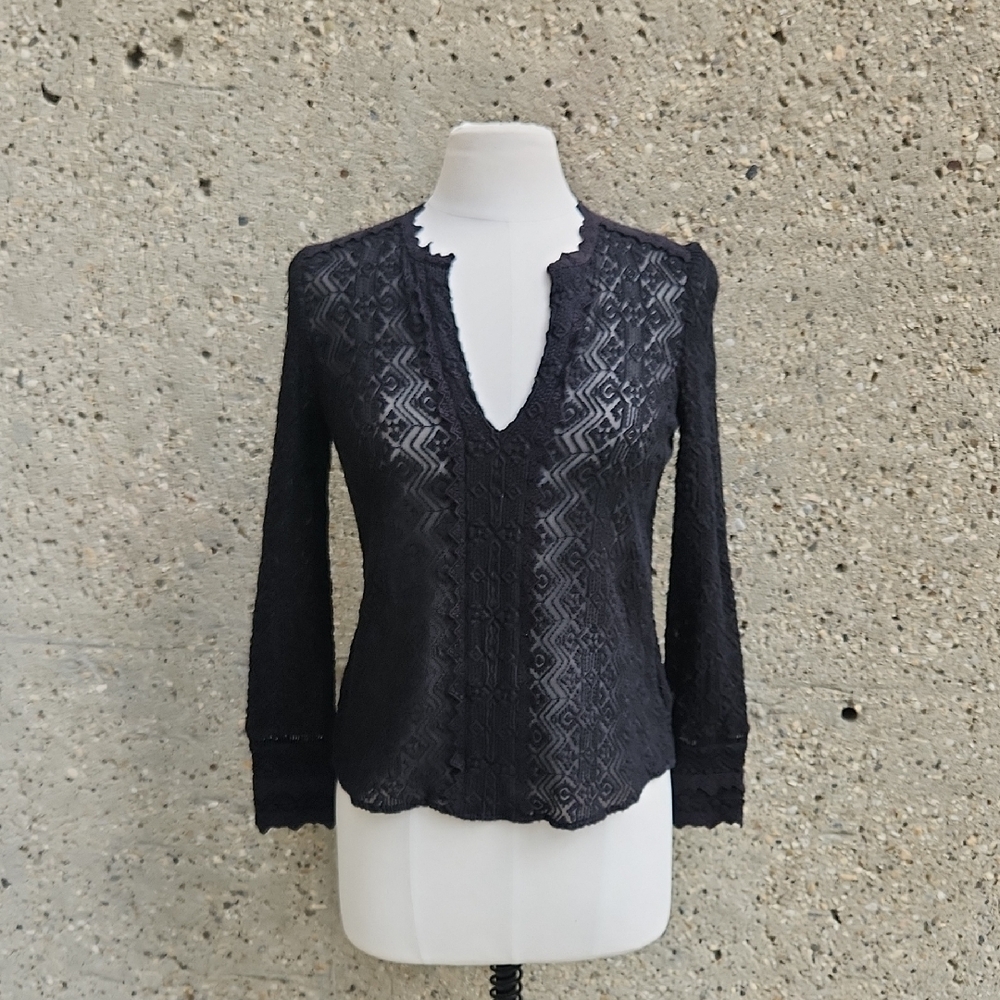 Rebecca Taylor Black Lace Blouse